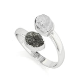 herkimer-meteorite rough shape stackable bezel-set ring